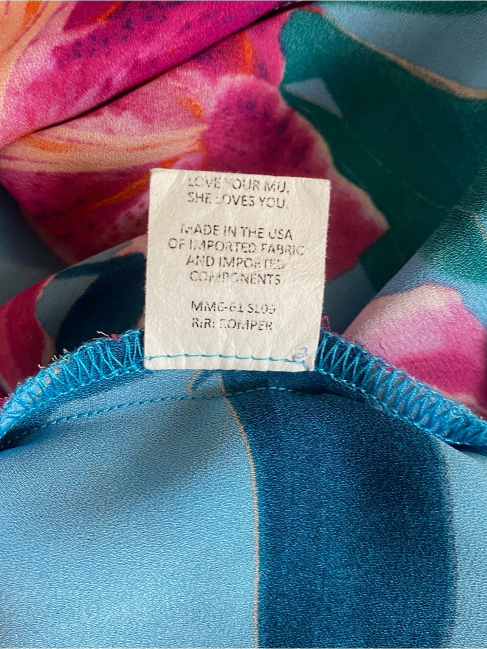 SHOW ME YOUR MUMU Riri Romper Sea Lilies Floral Blue Pink V neck Sleeveless Sz M - Picture 10 of 10